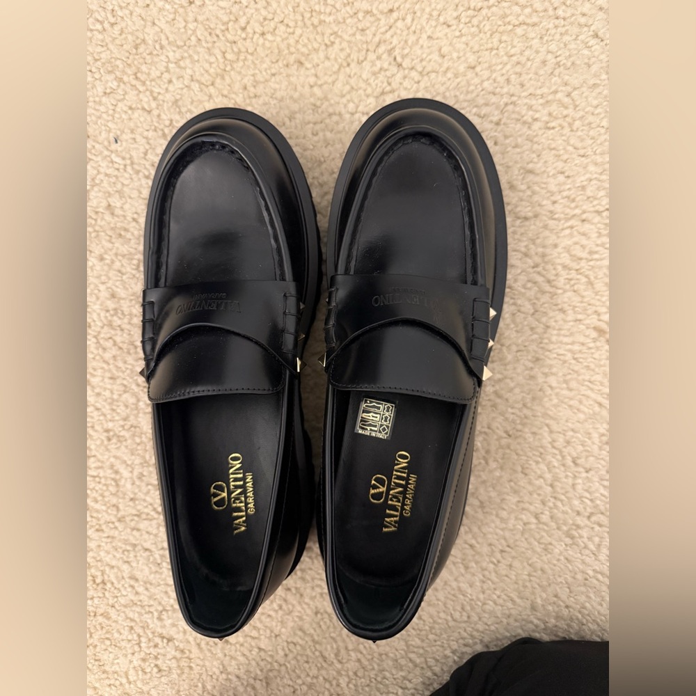 Valentino Classic Black Leather Slip-On Loafers brand new never worn